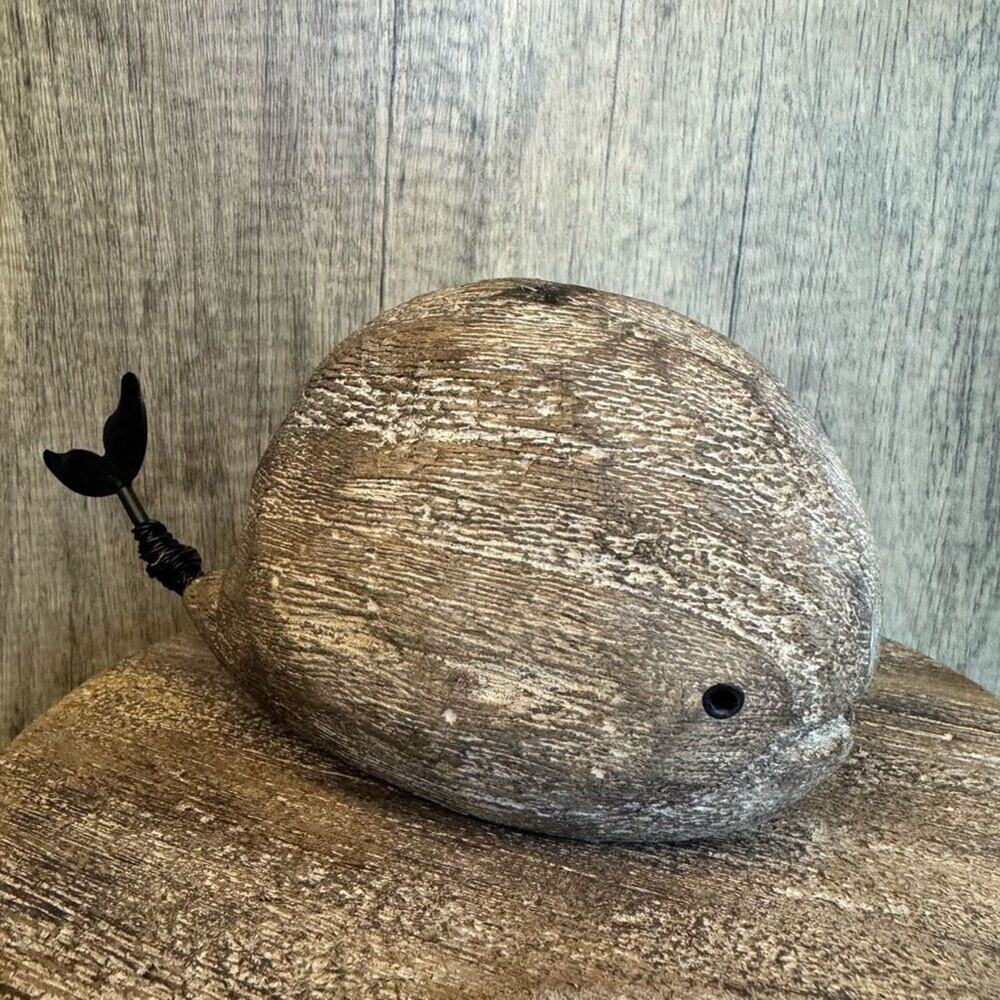 Rustic Mini Whale Sitter Wood Home Decor Beach House FAST SHIP NEW